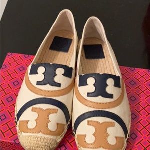 Tory Burch espadrille canvas leather double T